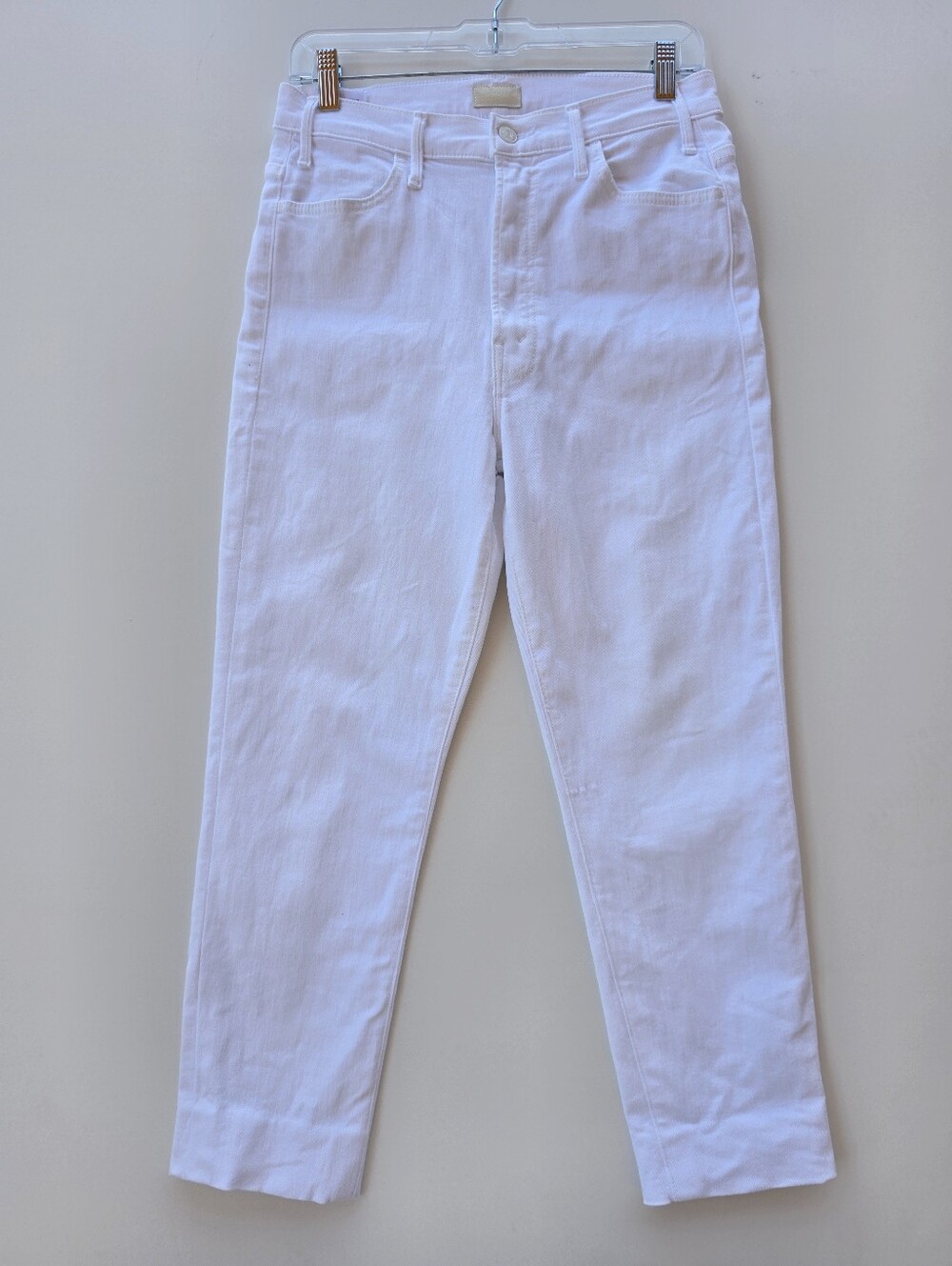 Mother The Hustler Ankle Fray White Stretch Jeans